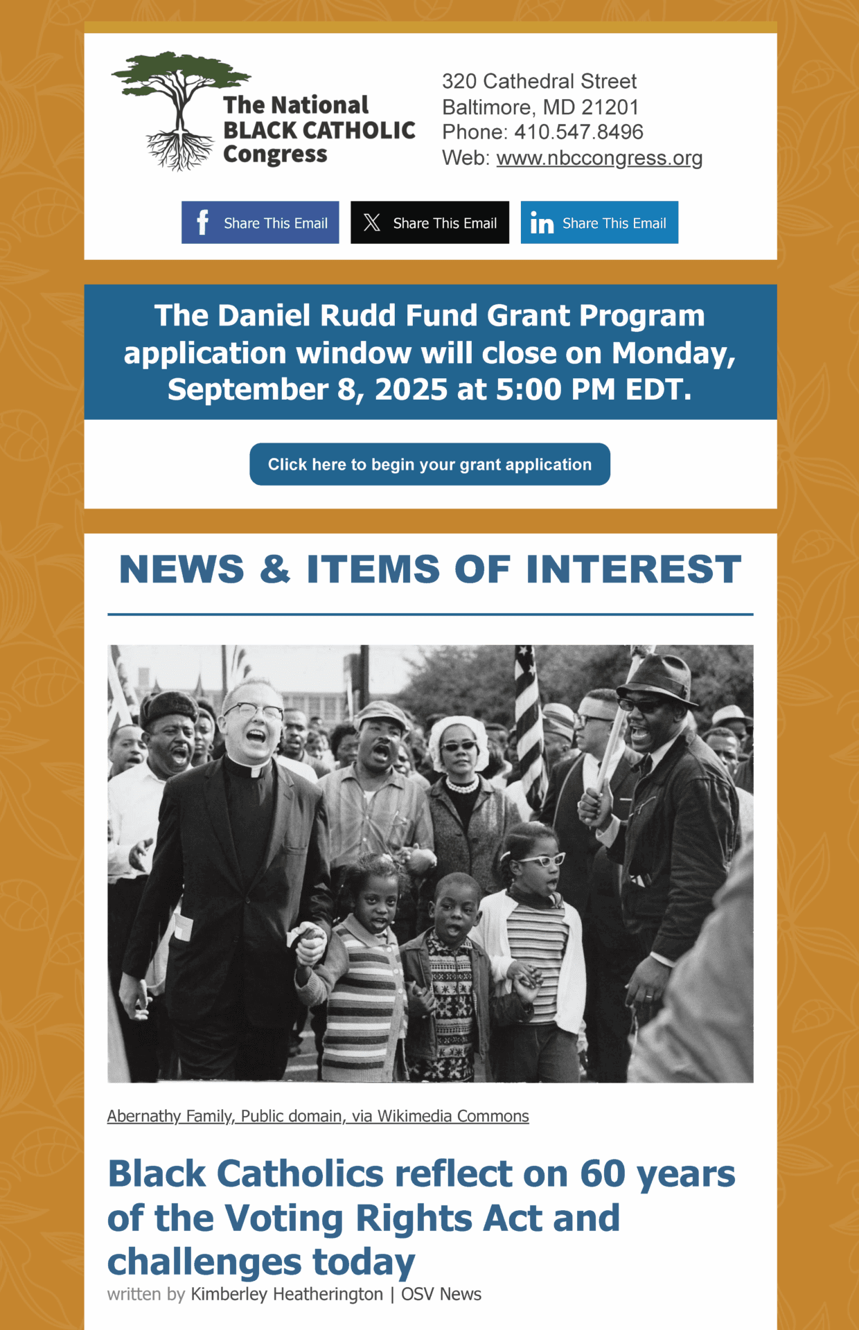 NBCC August 2025 News and Events - National Black Catholic Congress Website