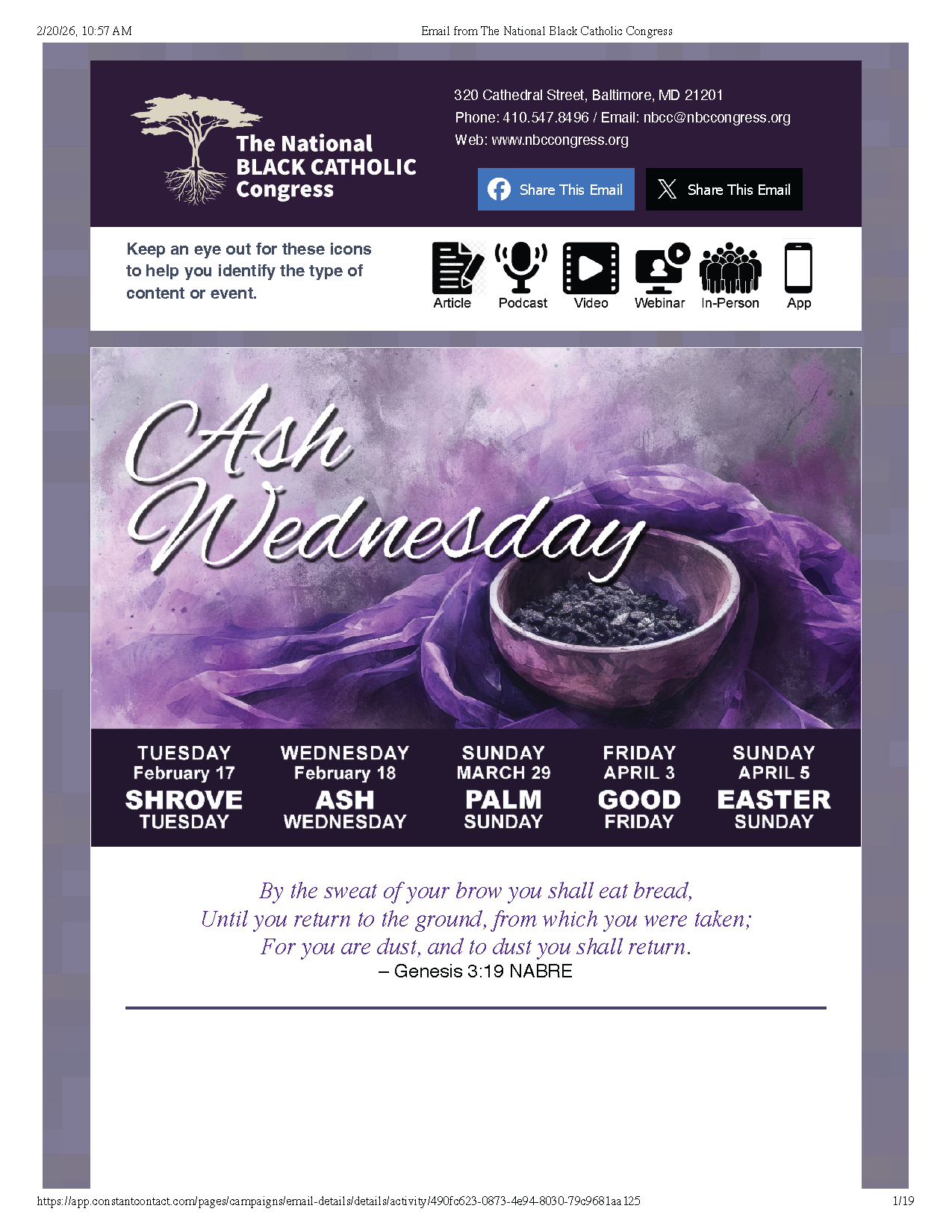 Ash Wednesday 2026: Beginning of Lent - National Black Catholic ...